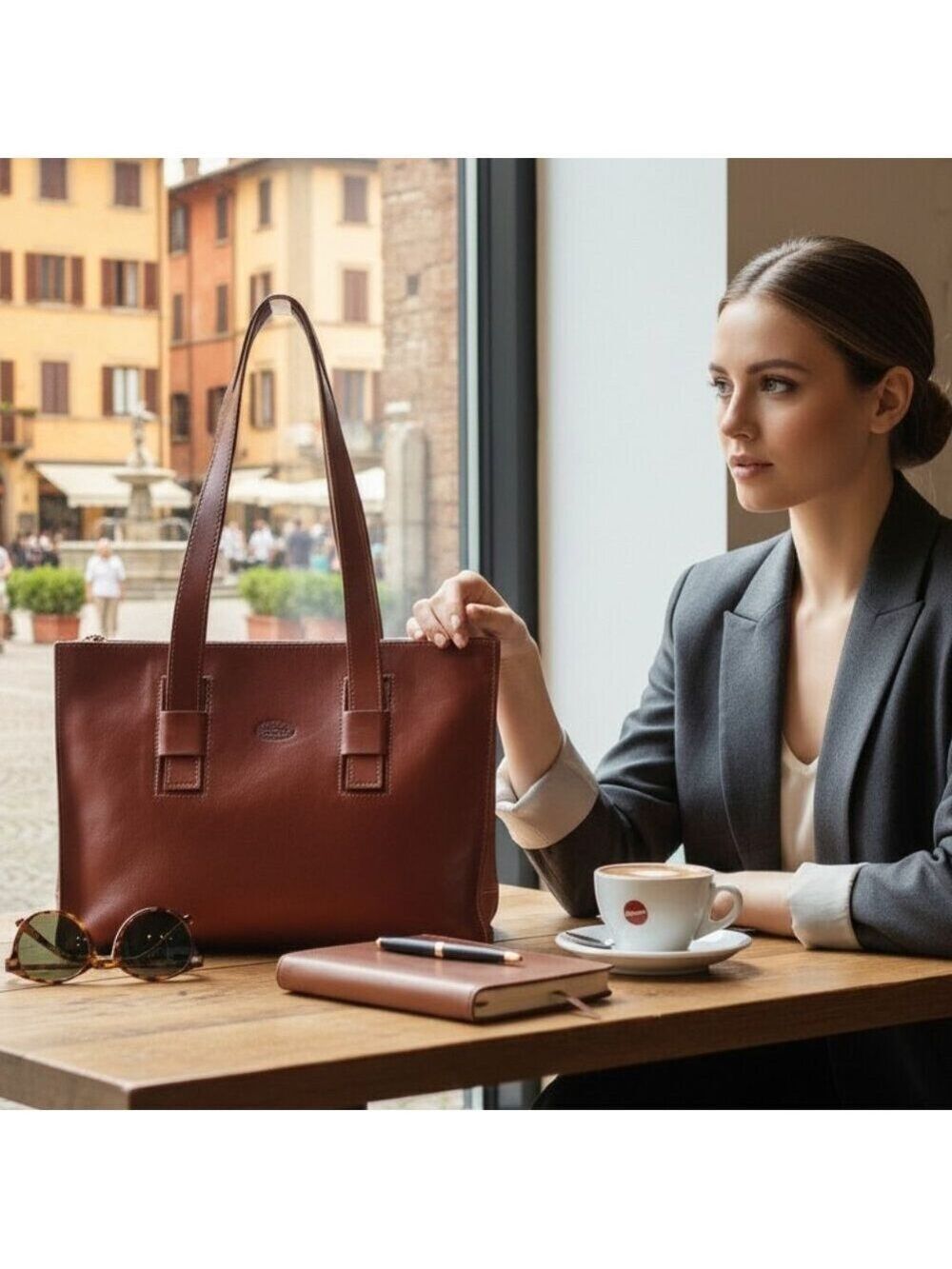 Sorrento De Martino Brown Leather Shoulder Bag | Made in Italy | Classic Italian